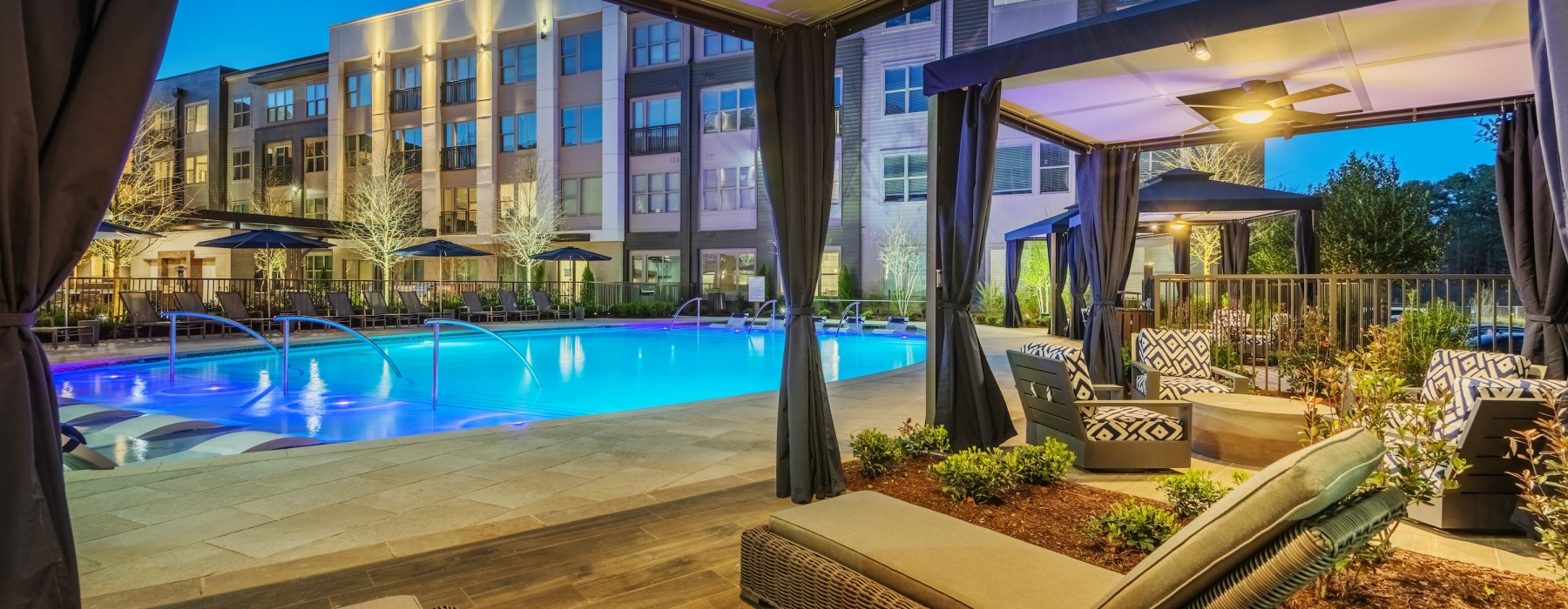 a swimming pool in a courtyard